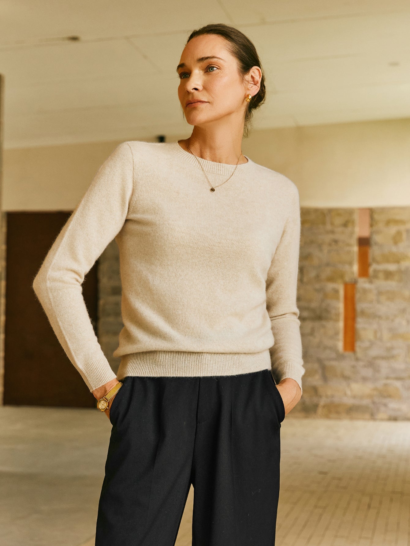 100% Cashmere Crew Neck Sweater - Callalina