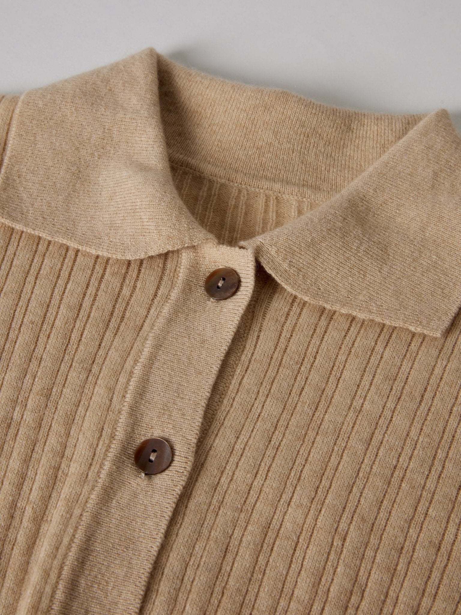 100% Cashmere Spread Collar Textured Cardigan - Callalina