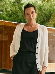 100% Cashmere V - Neck Classic Cardigan - Callalina