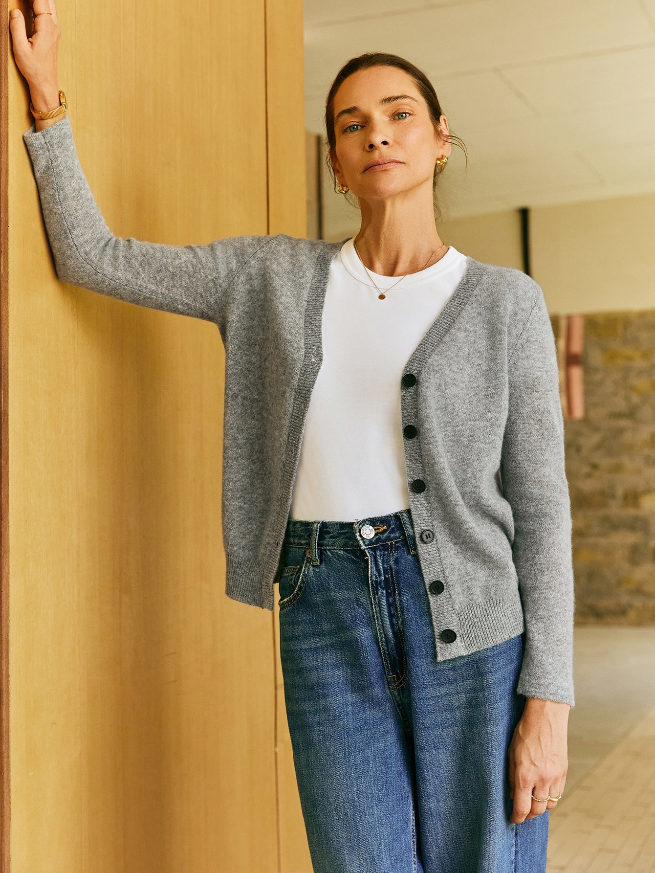 100% Cashmere V - Neck Classic Cardigan - Callalina