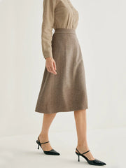 Wool-blend High Waist A-line Skirt