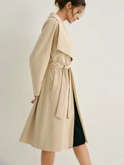 Wool-blend Oversized Shawl Collar Wrap Coat With Belt