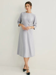 Wool-blend Raglan Sleeves High Waist Midi Dress