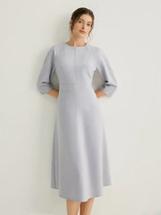 Wool-blend Raglan Sleeves High Waist Midi Dress