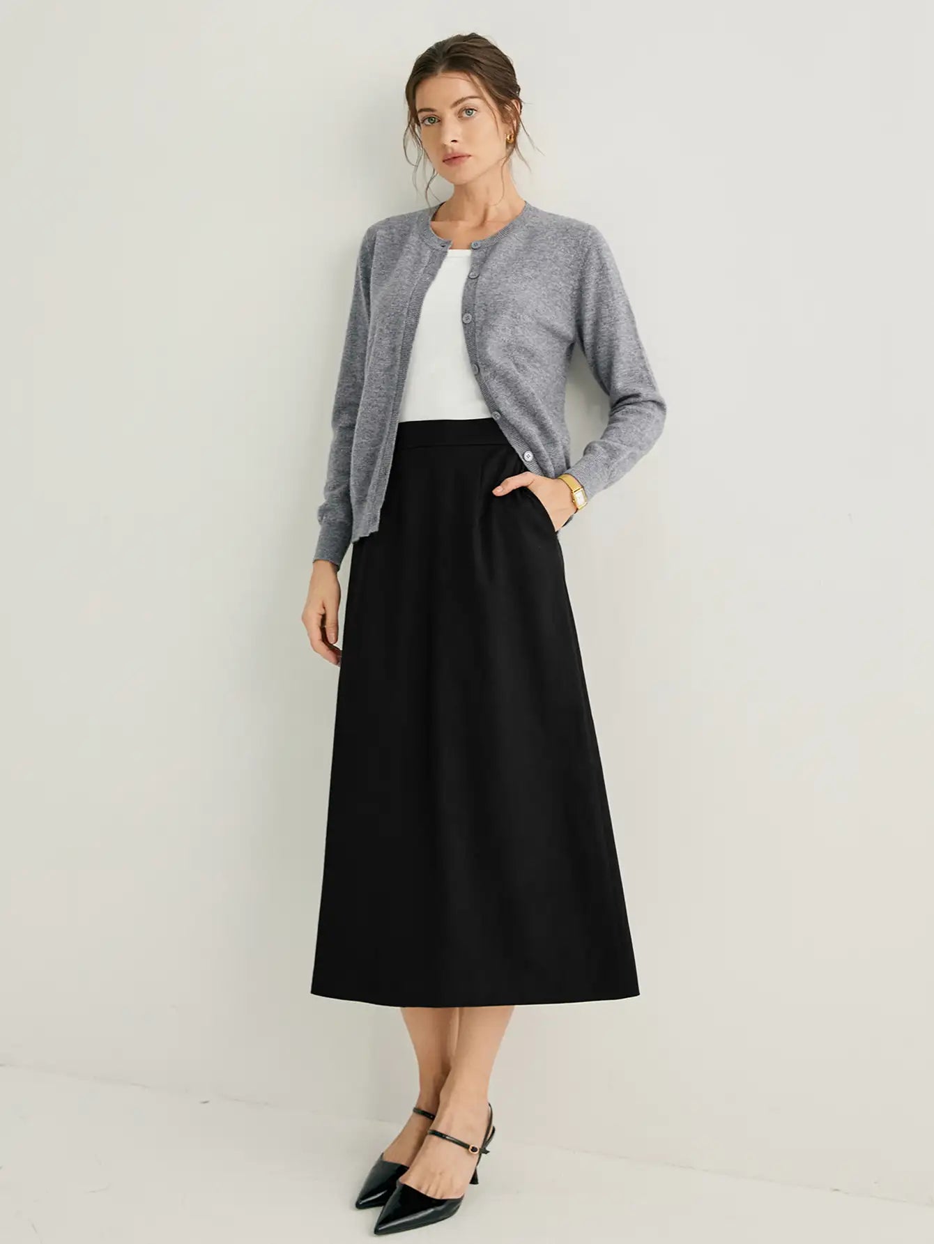 Wool-blend Classic A-line Skirt