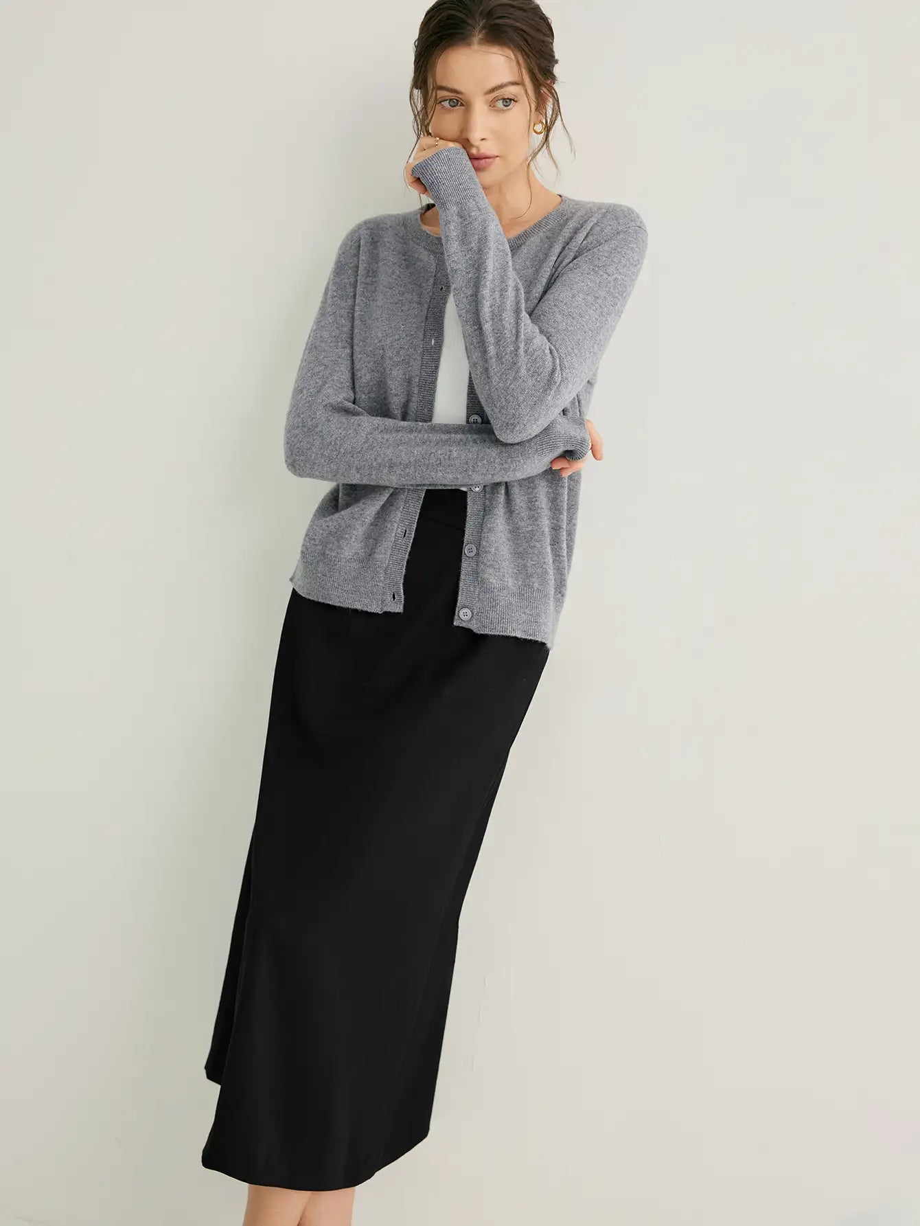 Wool-blend Classic A-line Skirt