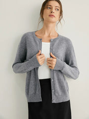 Cashmere Crew Neck Classic Cardigan