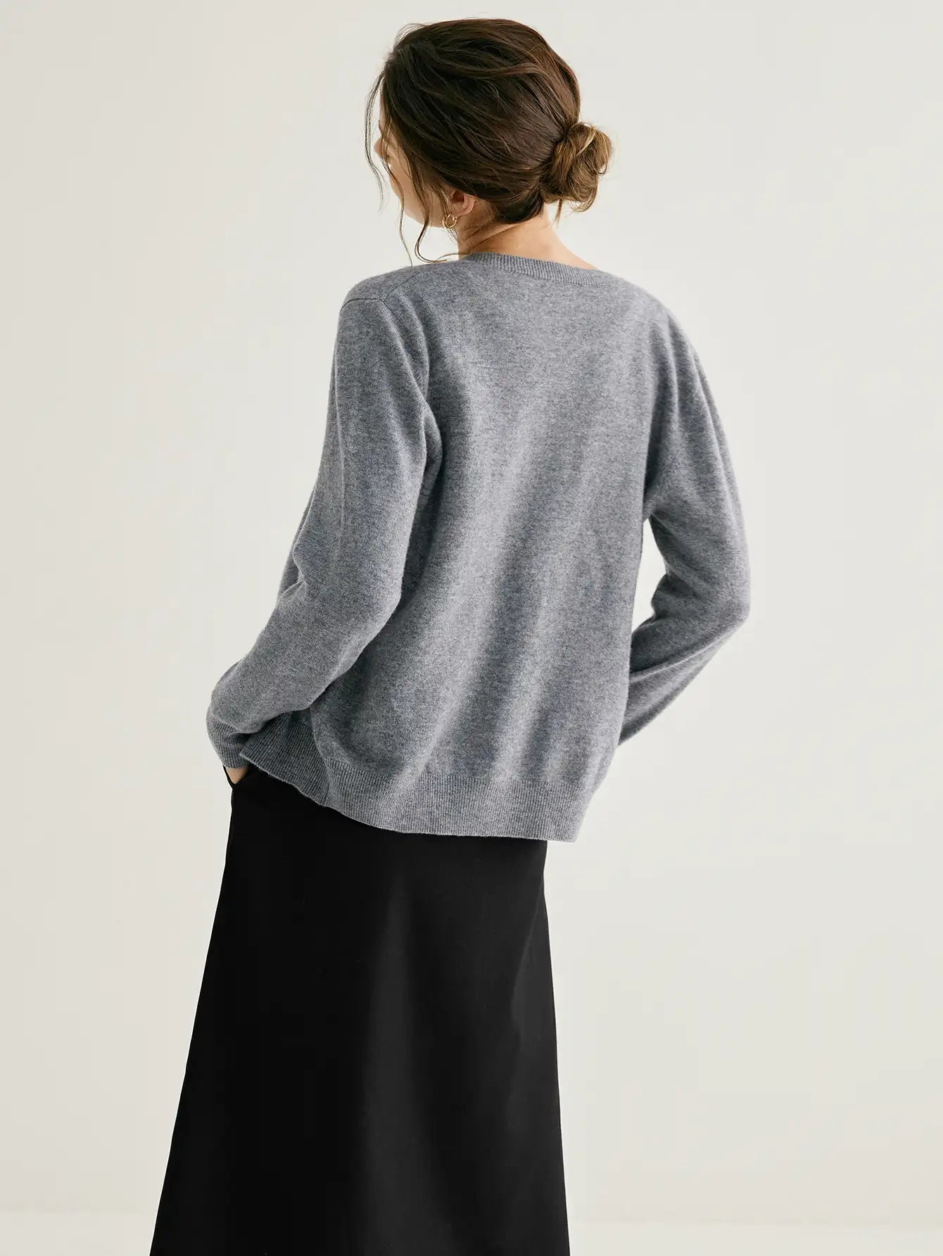 Cashmere Crew Neck Classic Cardigan