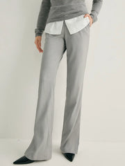 Wool-blend Side Slit Hem Straight Leg Pants