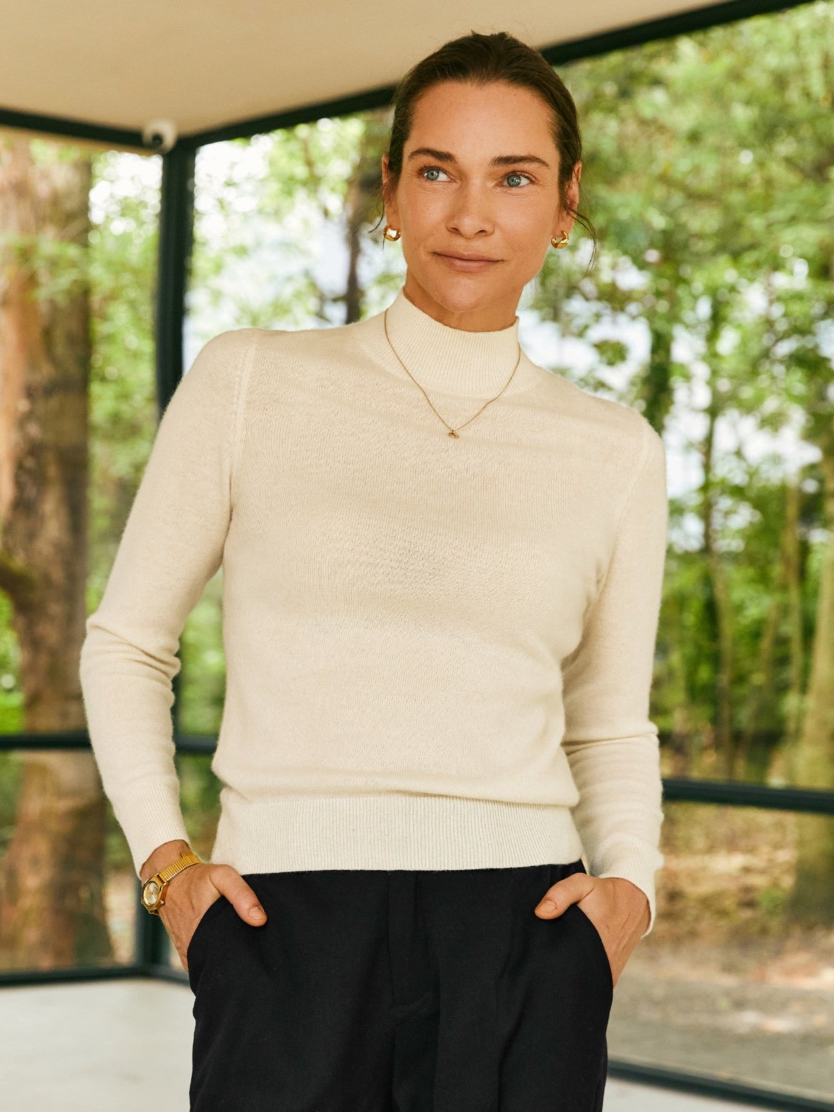 100% Cashmere Mock Neck Sweater