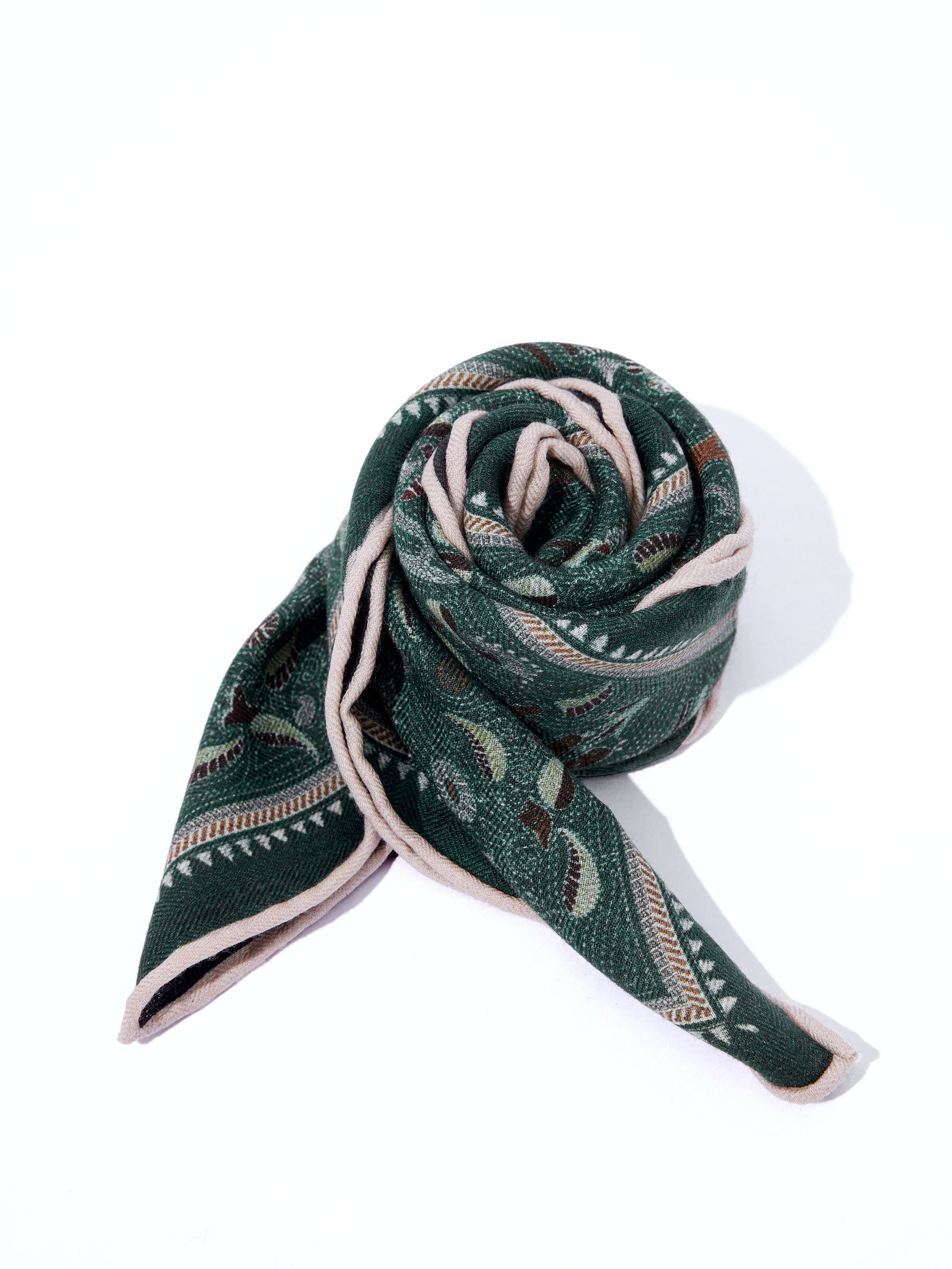 Wool-Silk Blend Reversible Patterned Scarf