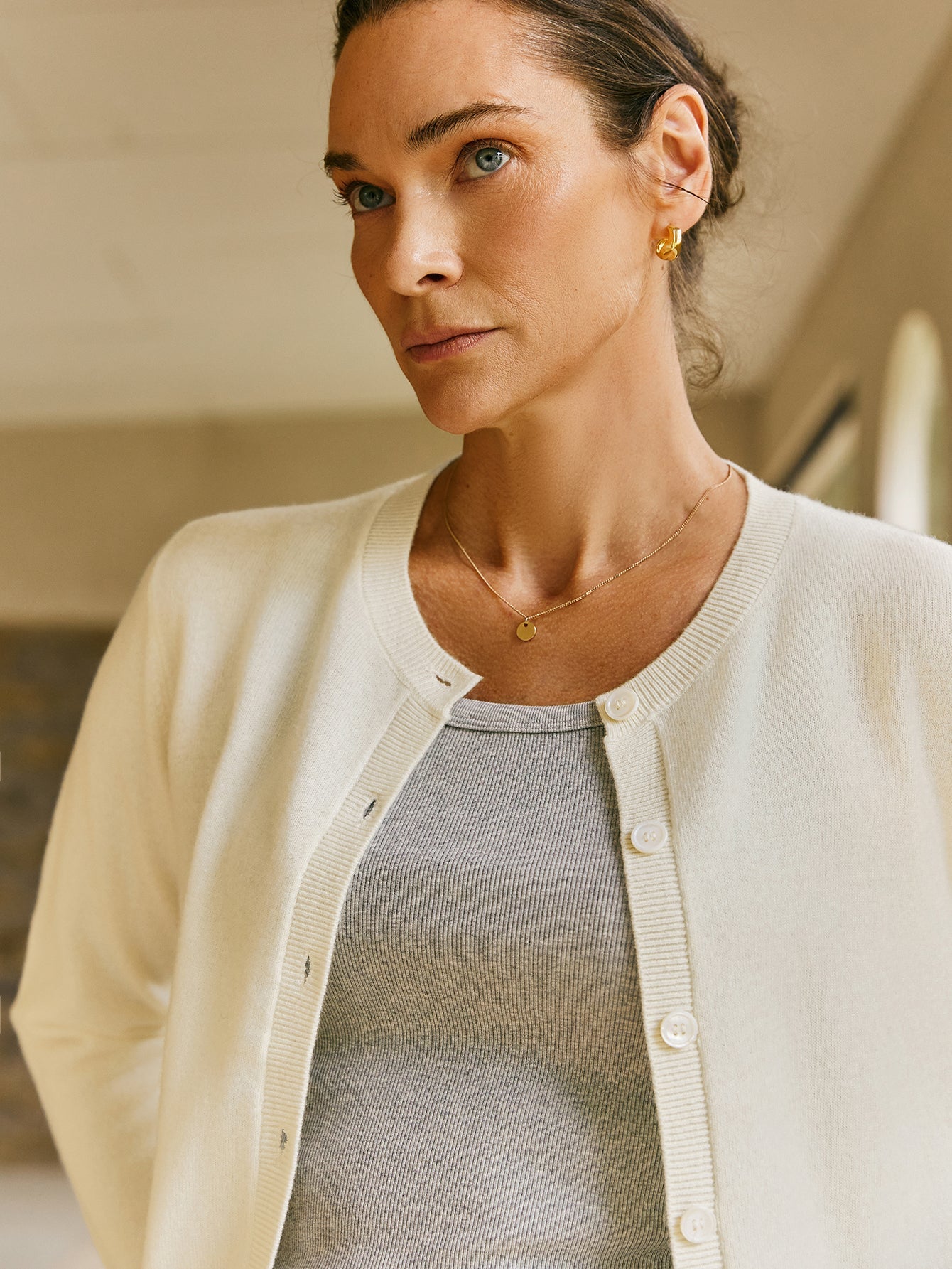 Cashmere Crew Neck Classic Cardigan - Callalina