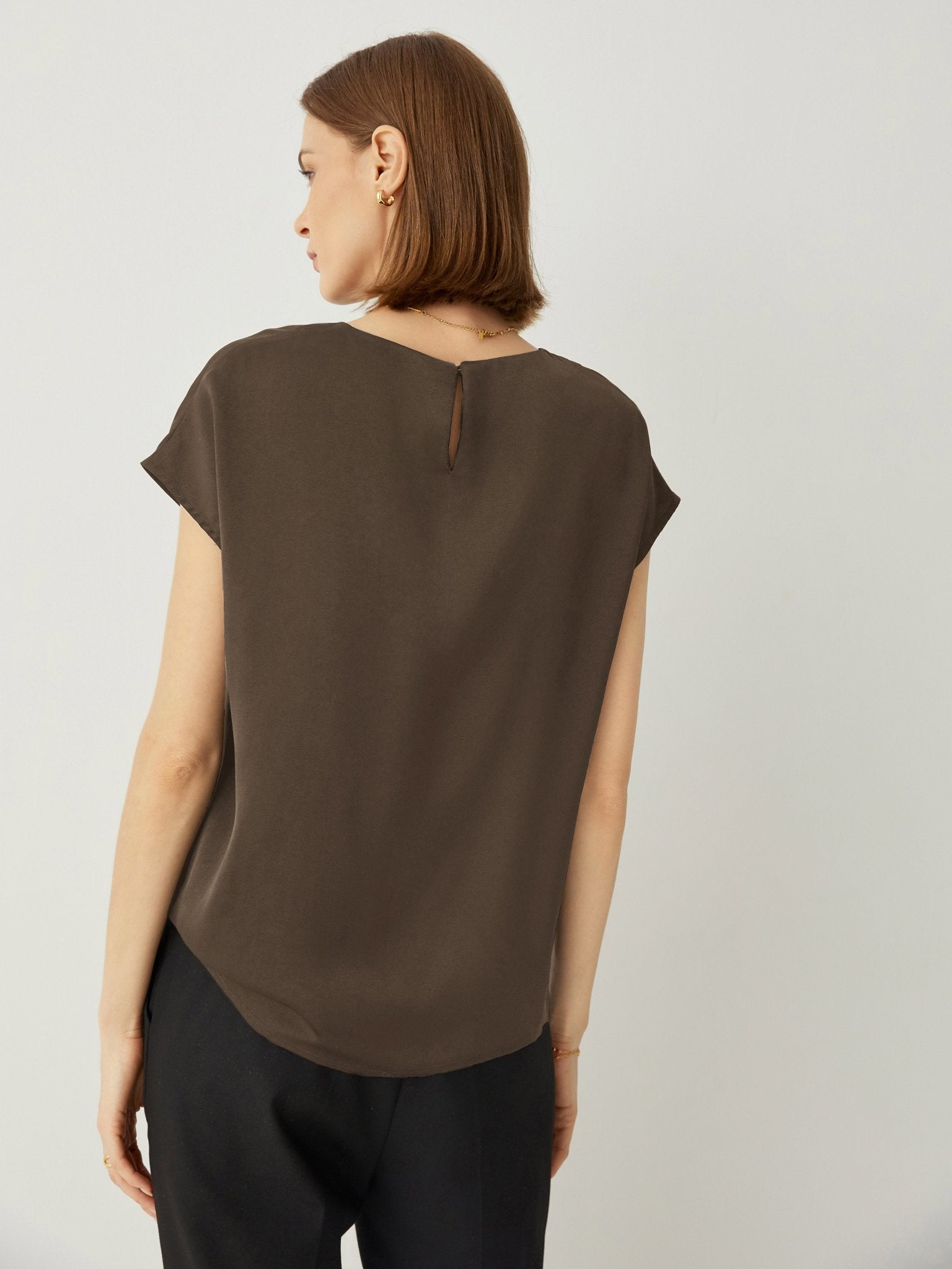 Crew Neck Cap Sleeves Relaxed Fit Top - Callalina