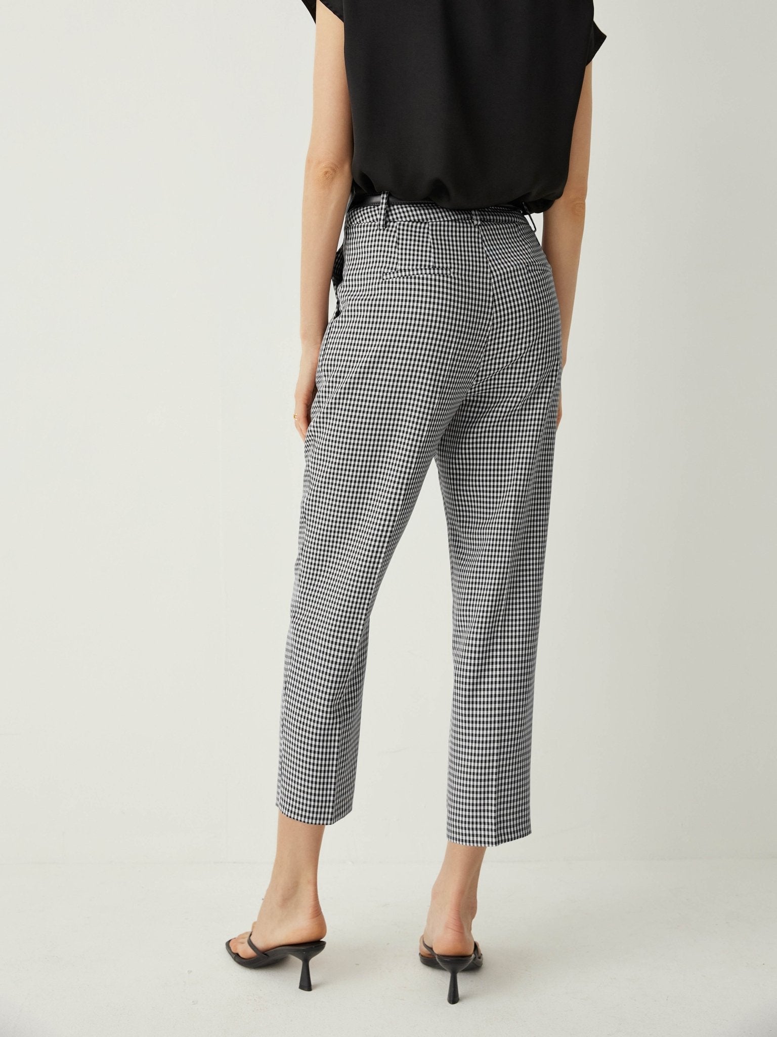 Gingham High Rise Cropped Pants - Callalina