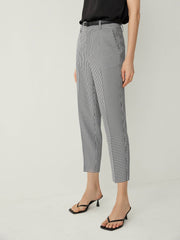 Gingham High Rise Cropped Pants - Callalina