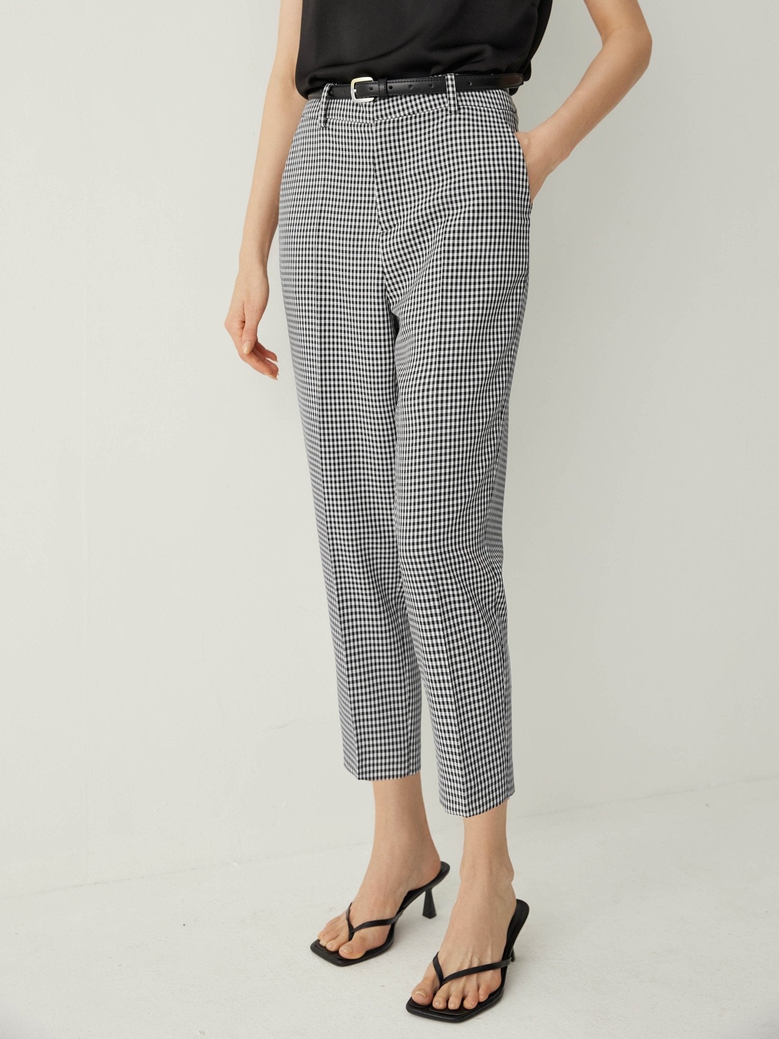 Gingham High Rise Cropped Pants - Callalina