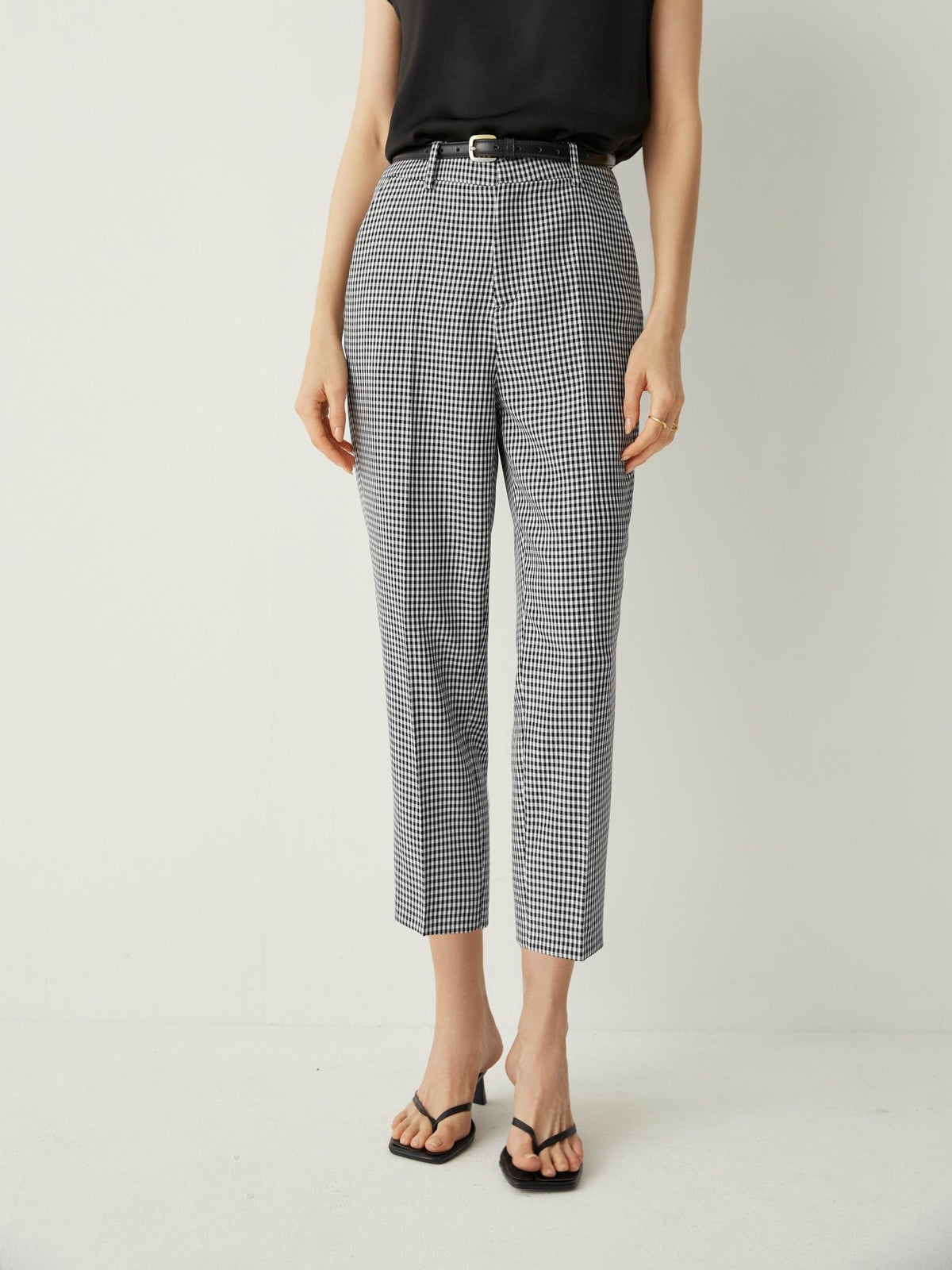 Gingham High Rise Cropped Pants - Callalina