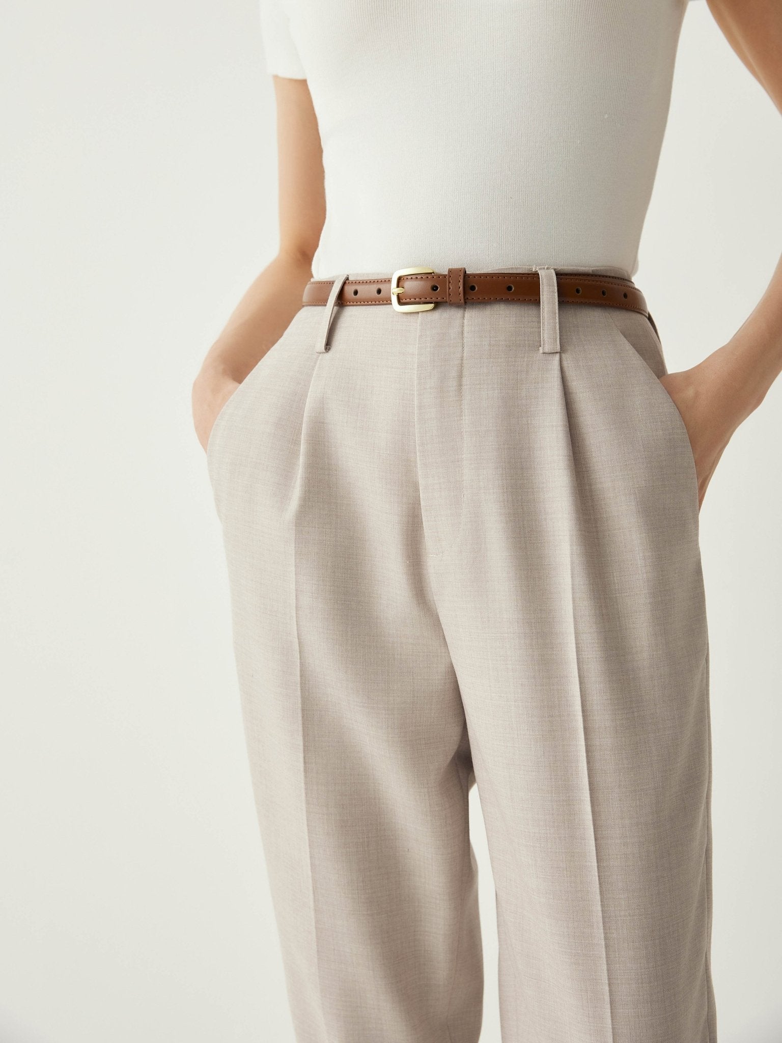 High - Low Hem High Rise Cropped Pants - Callalina