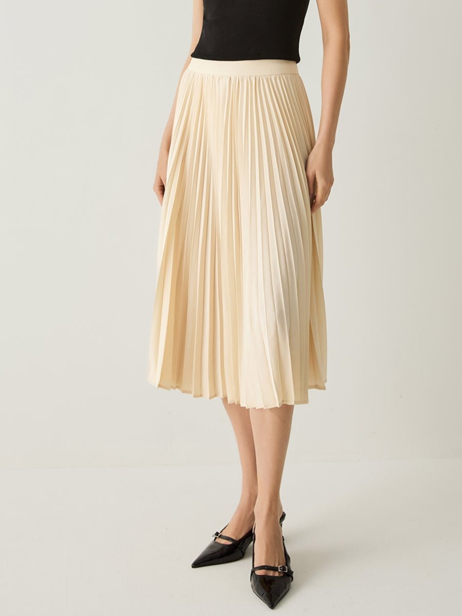 High Rise A - Line Flowy Pleated Skirt - Callalina