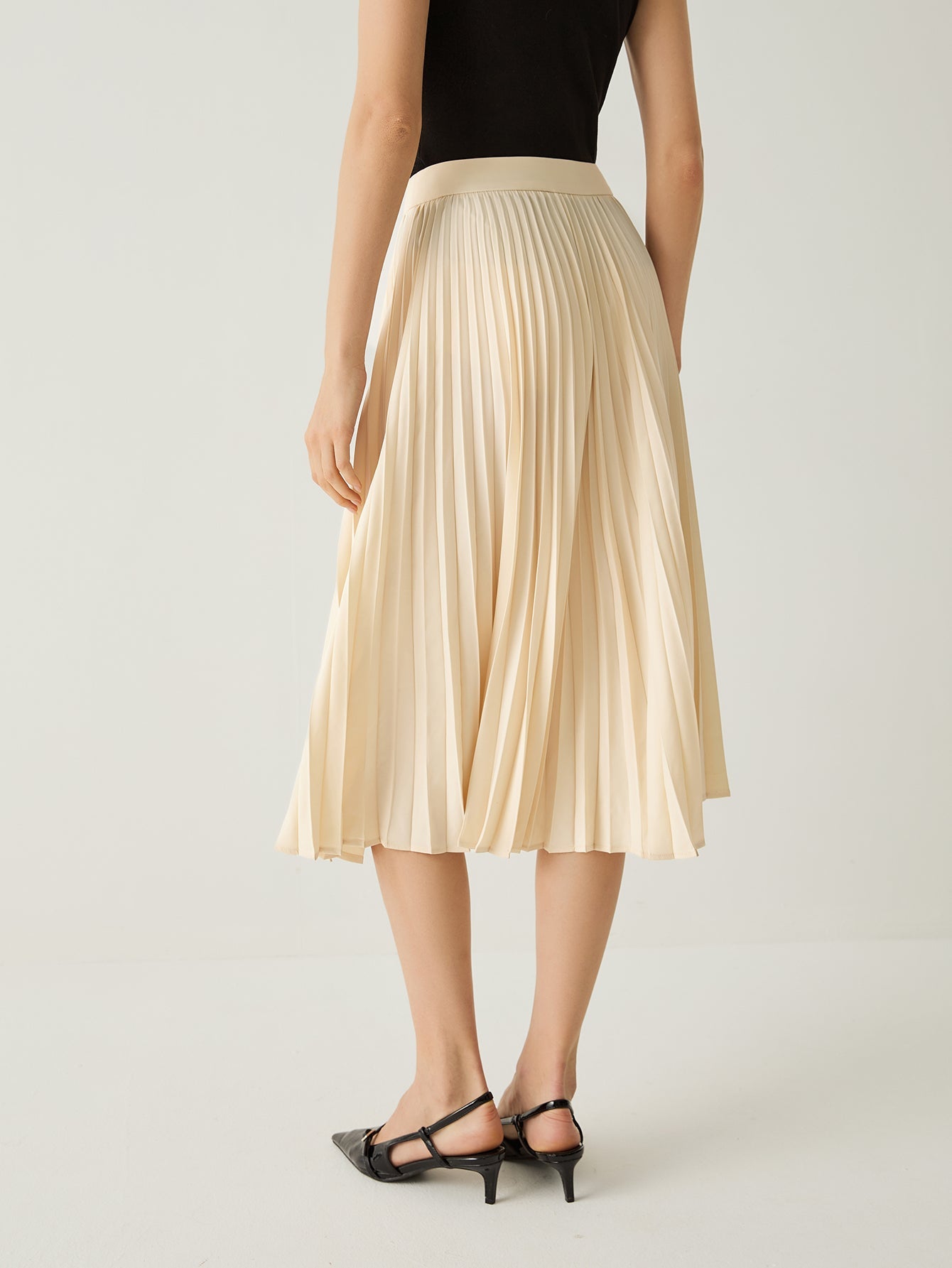 High Rise A - Line Flowy Pleated Skirt - Callalina