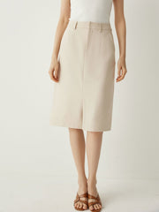 High Rise A - Line Skirt With Mid - Front Slit - Callalina