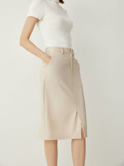 High Rise A - Line Skirt With Mid - Front Slit - Callalina