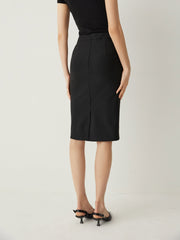 High Rise Tailored Fit Pencil Skirt With Back Slit - Callalina