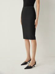 High Rise Tailored Fit Pencil Skirt With Back Slit - Callalina