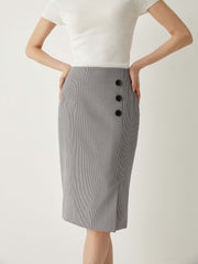 Houndstooth High Rise Pencil Skirt With Side Slit - Callalina