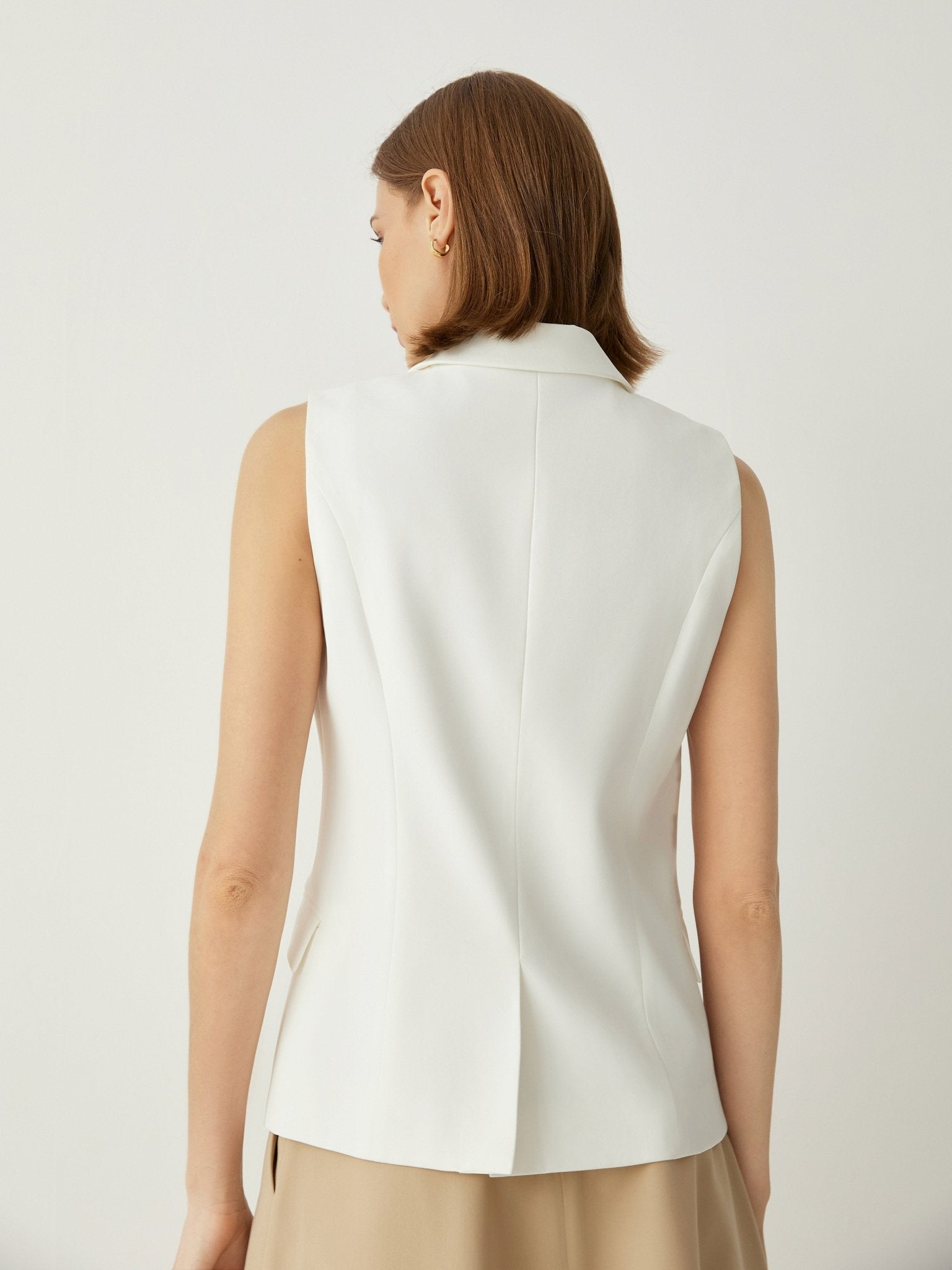 Notched Collar Button - Up Sleeveless Vest - Callalina