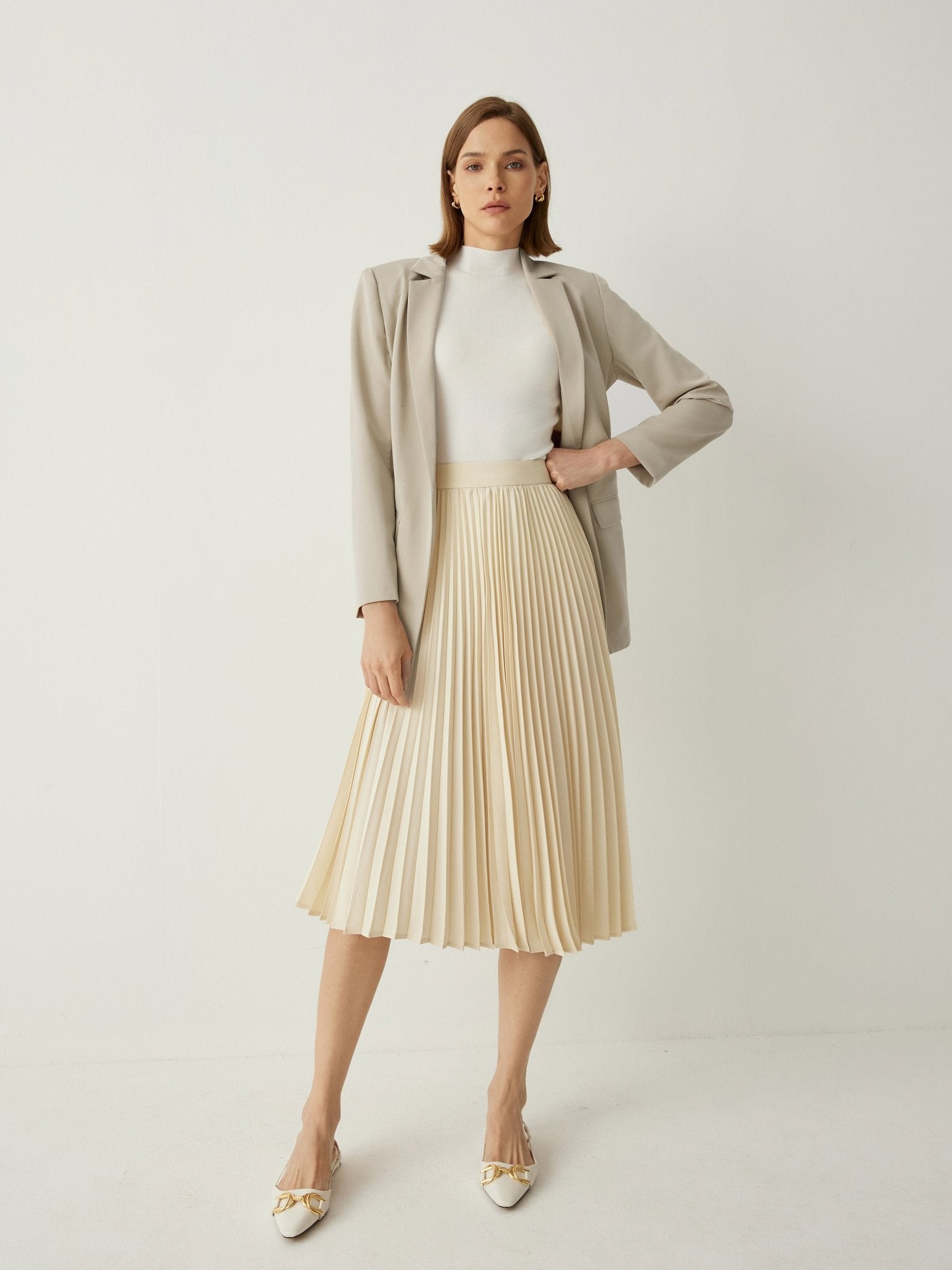 Notched Collar Relaxed Fit Wrap Blazer - Callalina