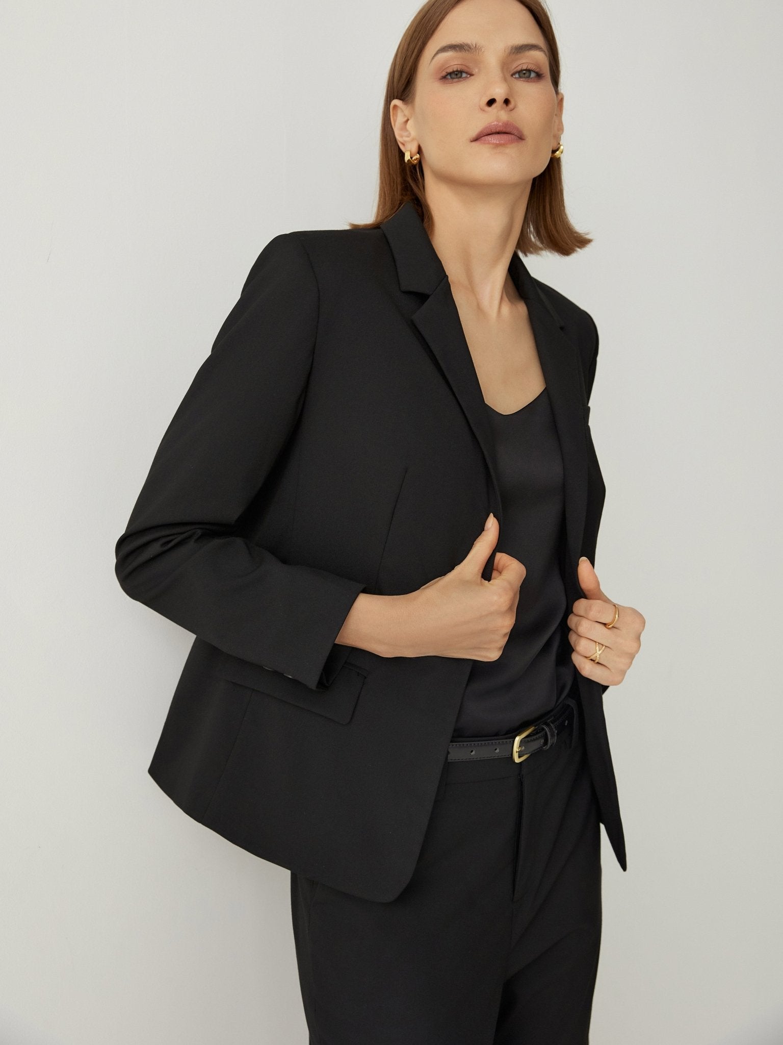 Notched Collar Single - Breasted One Button Blazer - Callalina