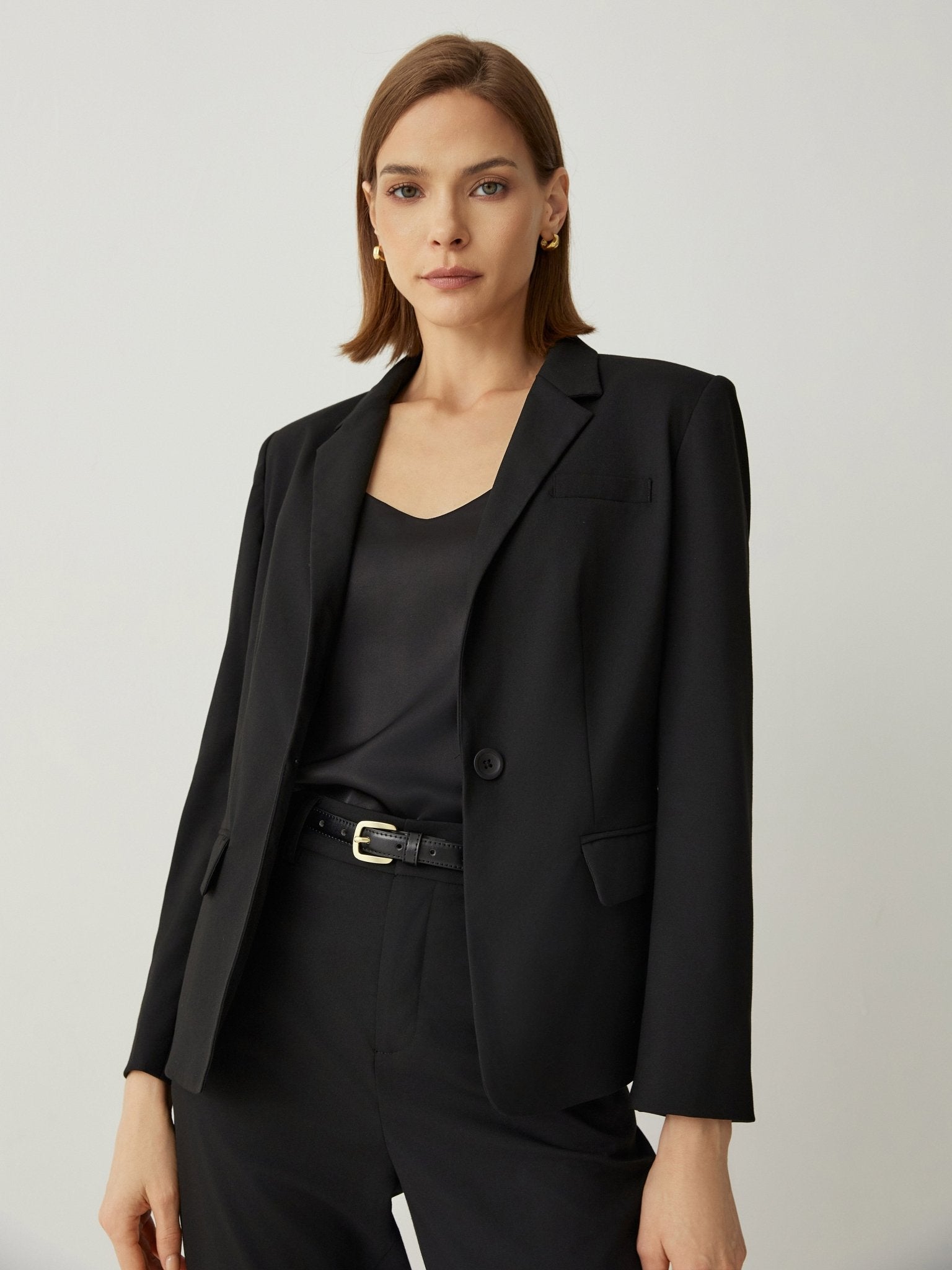 Notched Collar Single - Breasted One Button Blazer - Callalina