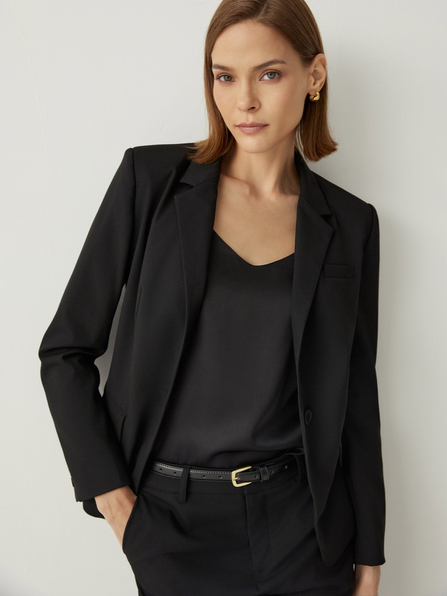 Notched Collar Single - Breasted One Button Blazer - Callalina