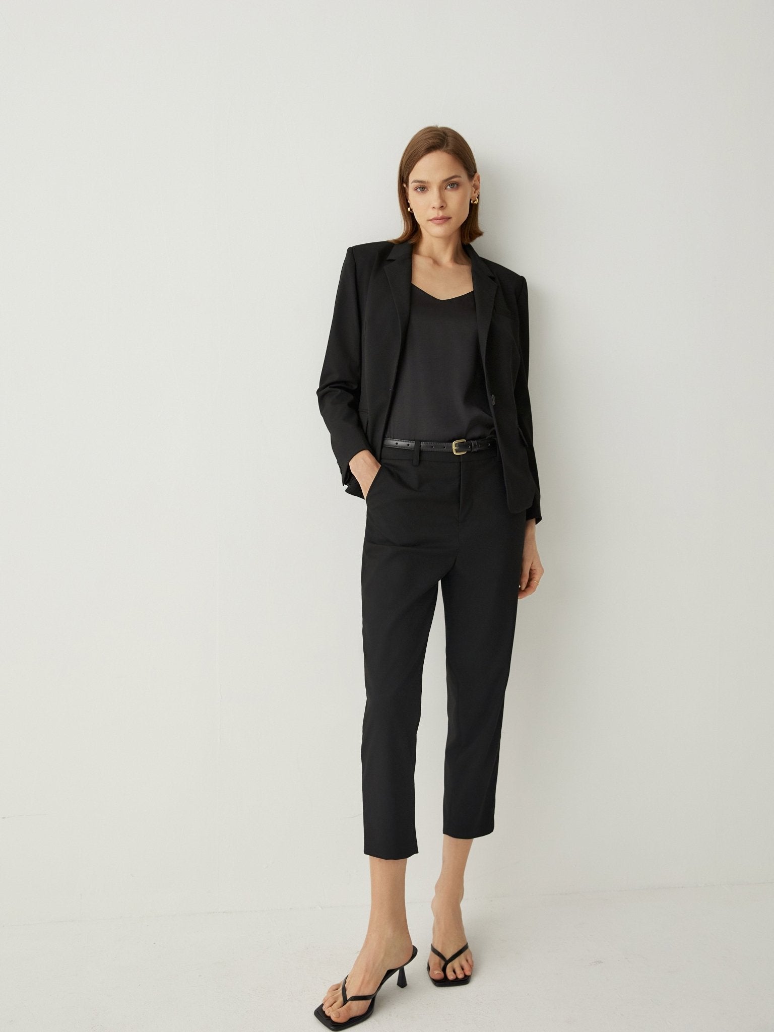 Notched Collar Single - Breasted One Button Blazer - Callalina