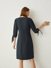 Recycled - Fiber - Blend Tie - Cuff 3/4 Sleeves Classic Shift Dress - Callalina