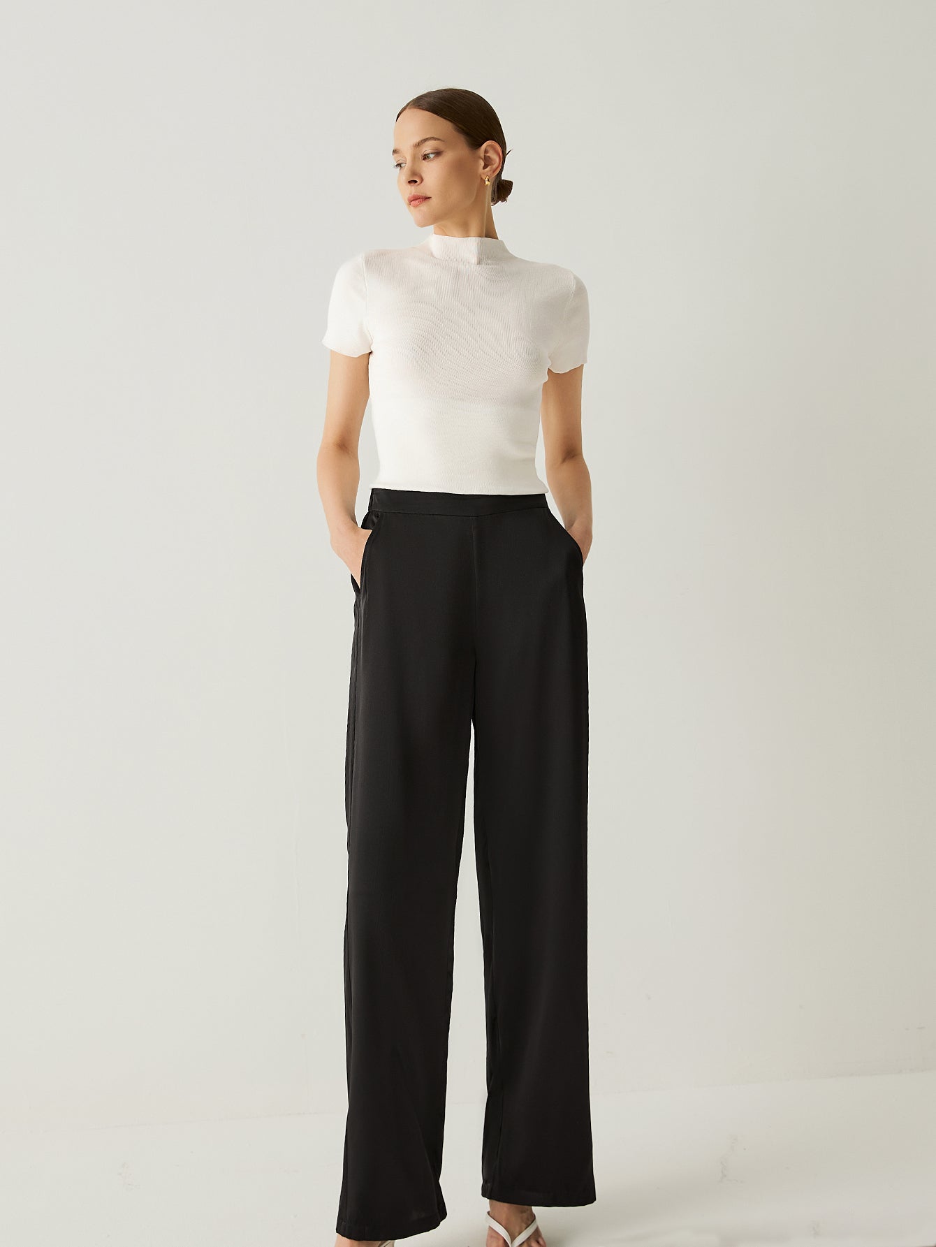 Recycled Fiber Straight - Leg Pants With Elastic Waist - Callalina