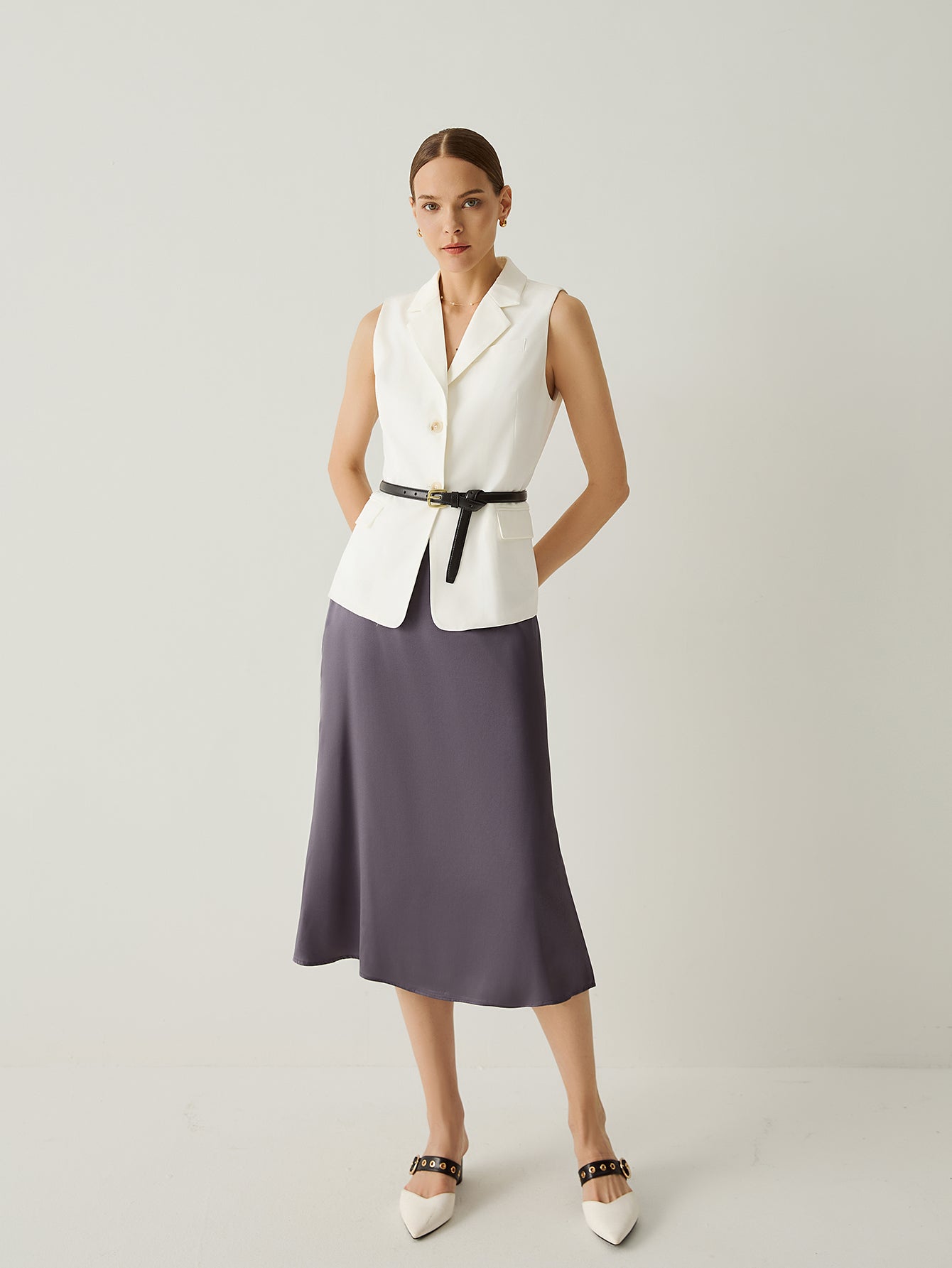 Silk High Rise A - Line Flowy Skirt - Callalina