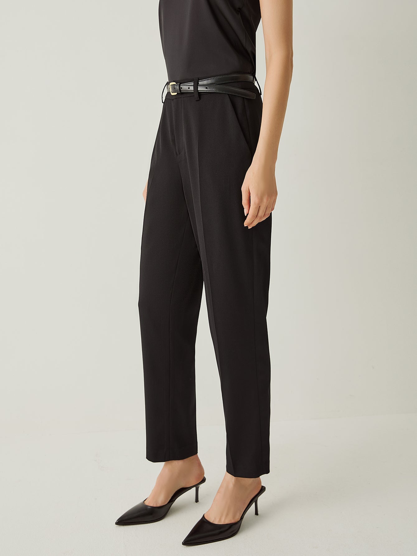 Wool - blend High Rise Classic Cropped Pants - Callalina