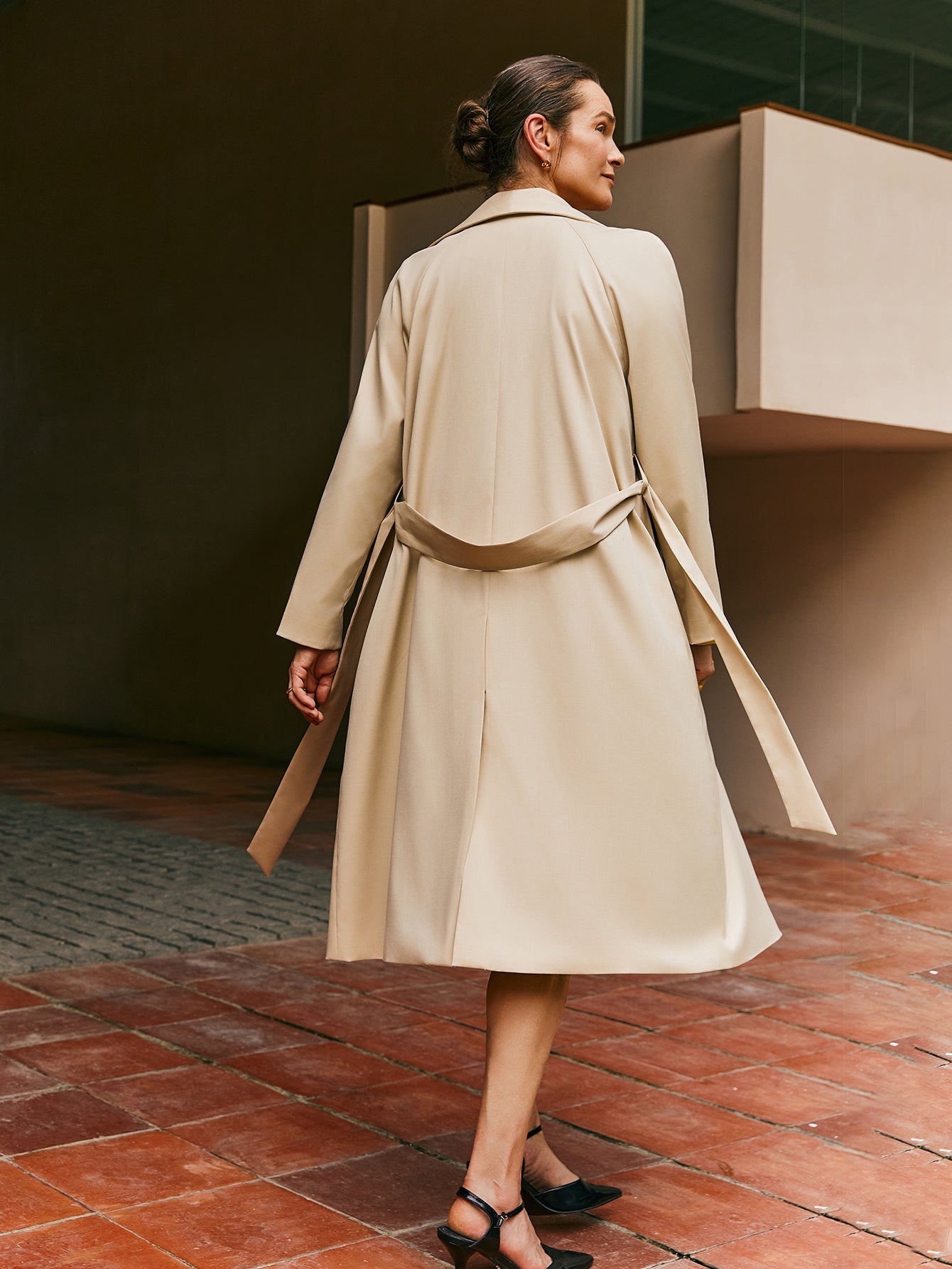 Wool - blend Oversized Shawl Collar Wrap Coat With Belt - Callalina