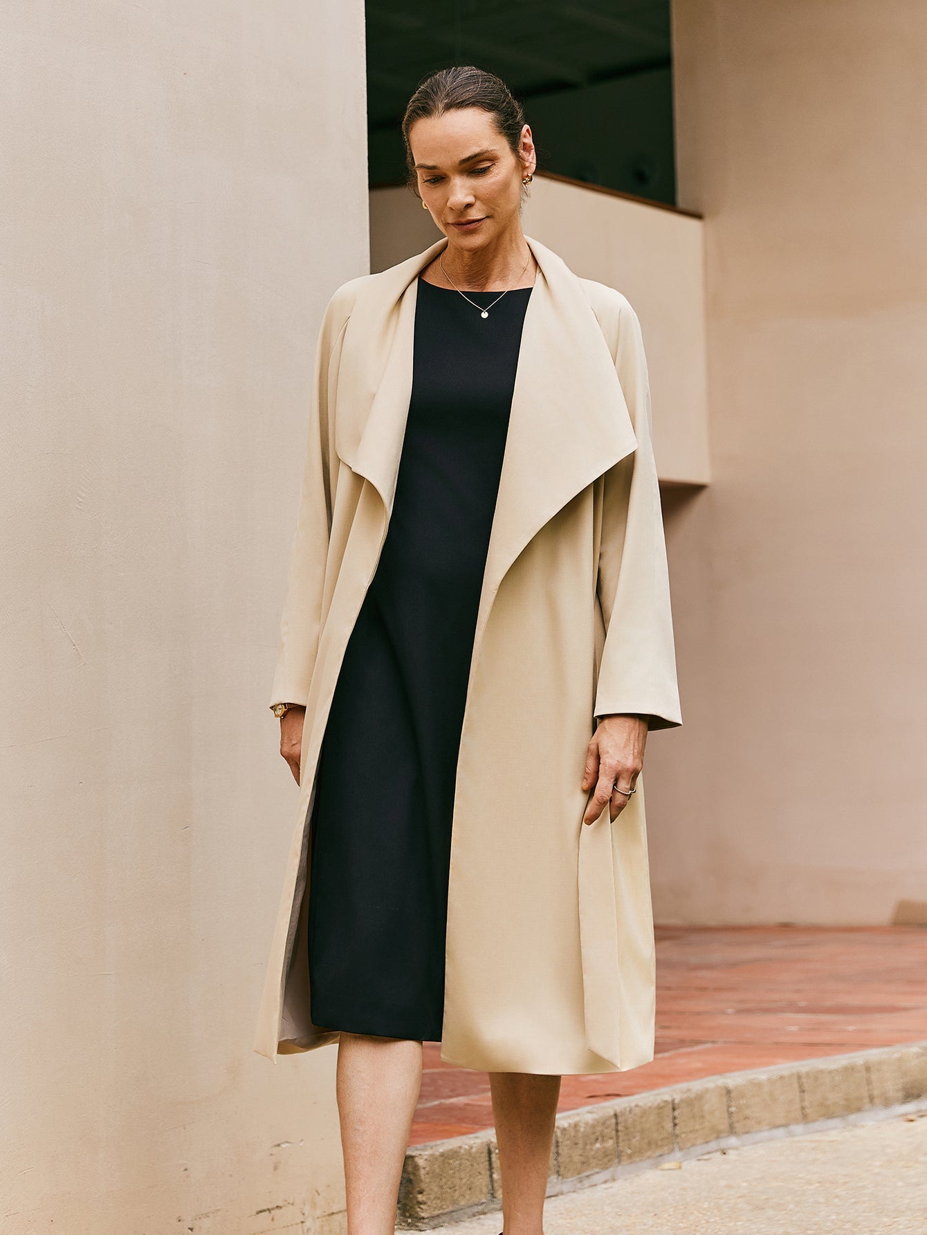 Wool - blend Oversized Shawl Collar Wrap Coat With Belt - Callalina