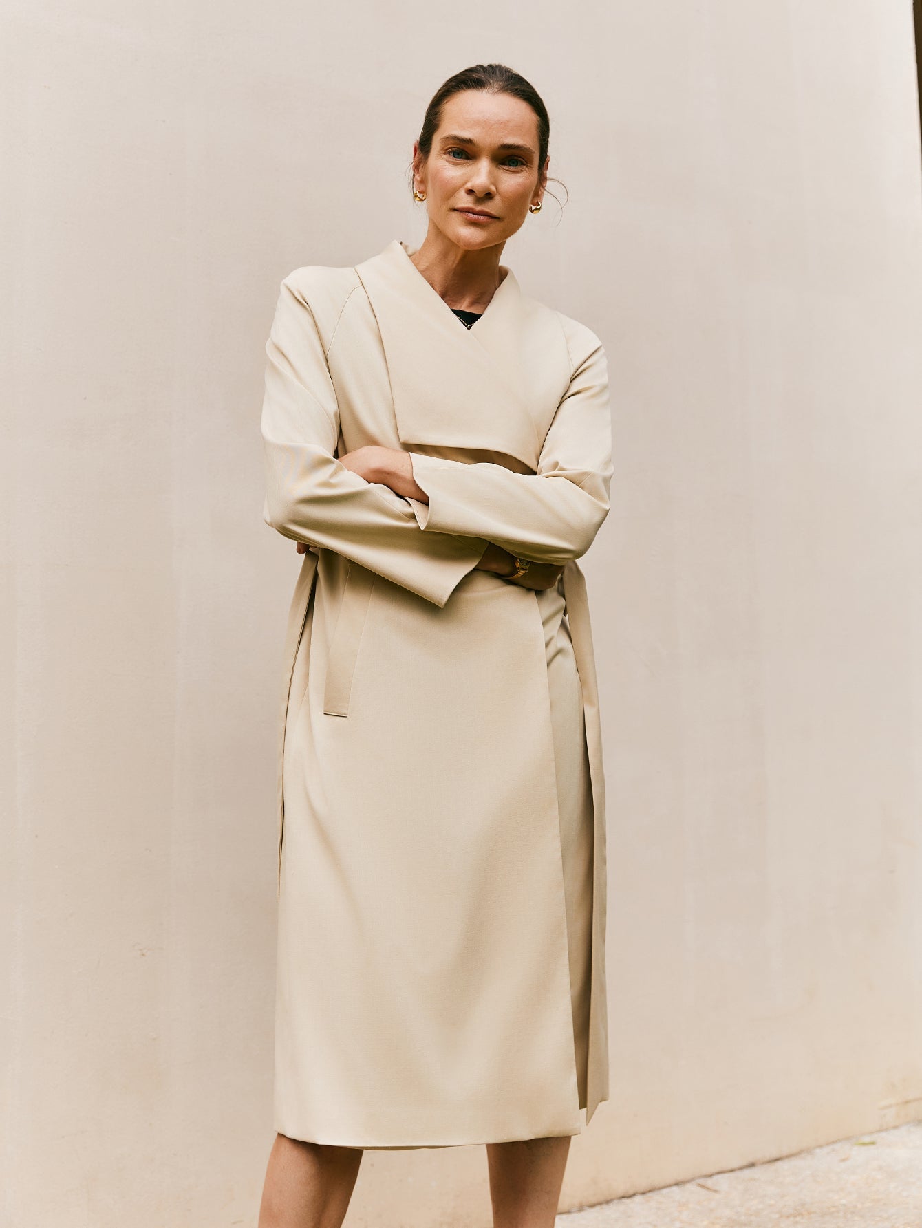 Wool - blend Oversized Shawl Collar Wrap Coat With Belt - Callalina