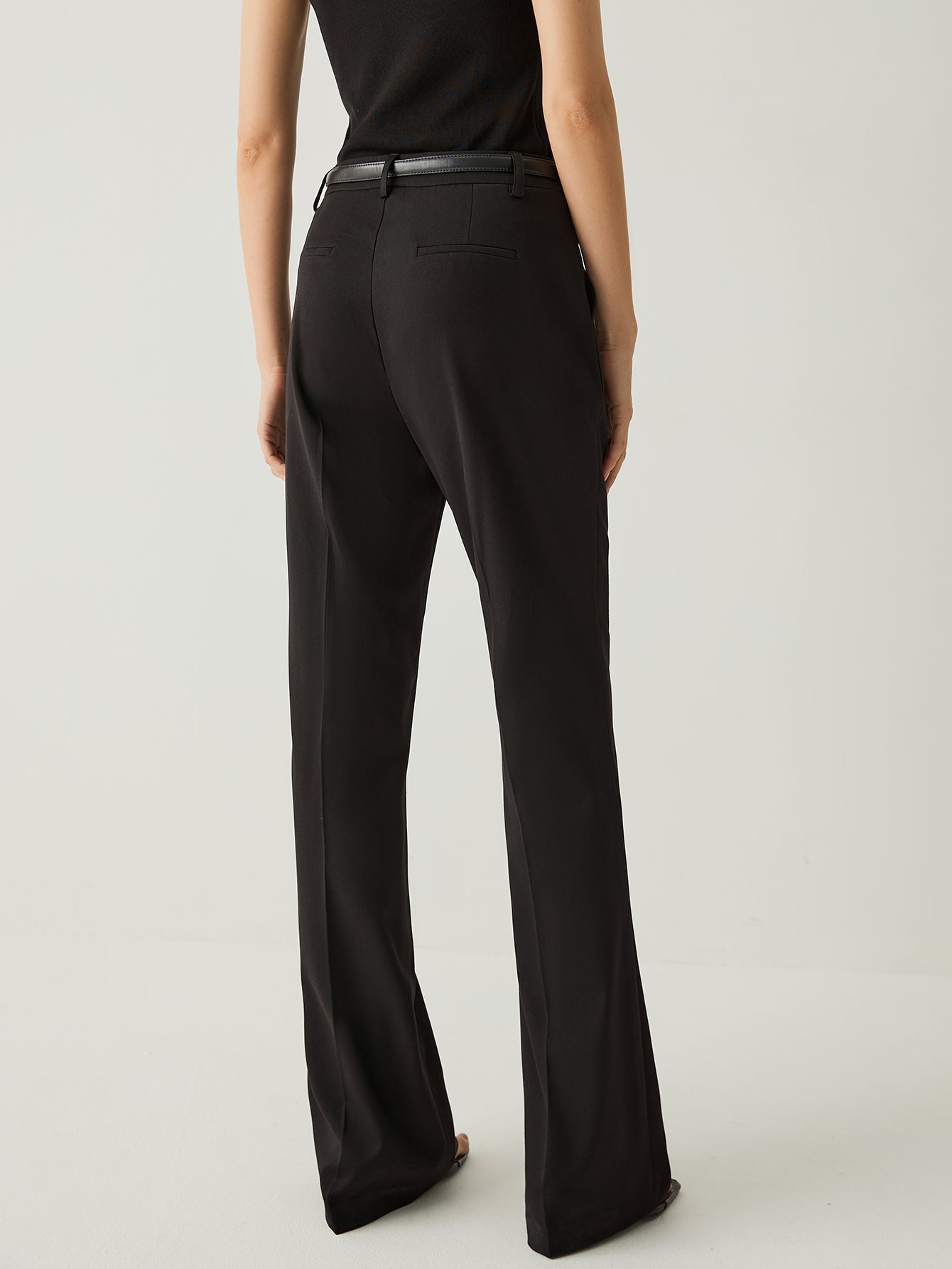 Wool - blend Regular Fit High Rise Flared Pants - Callalina