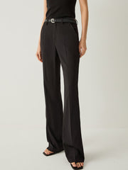 Wool - blend Regular Fit High Rise Flared Pants - Callalina