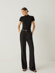 Wool - blend Regular Fit High Rise Flared Pants - Callalina