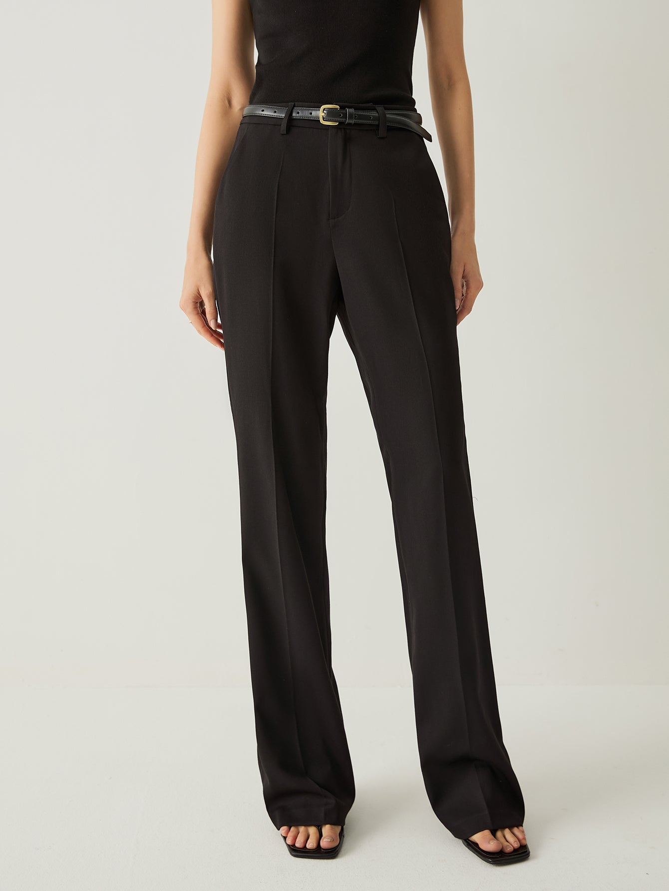 Wool - blend Regular Fit High Rise Flared Pants - Callalina