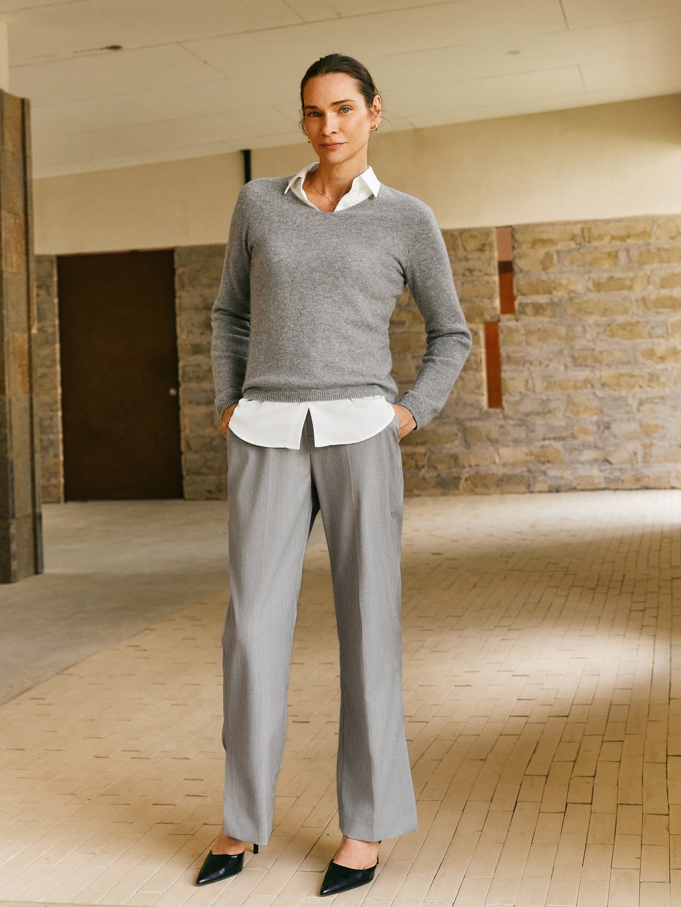 Wool - blend Side Slit Hem Straight Leg Pants - Callalina